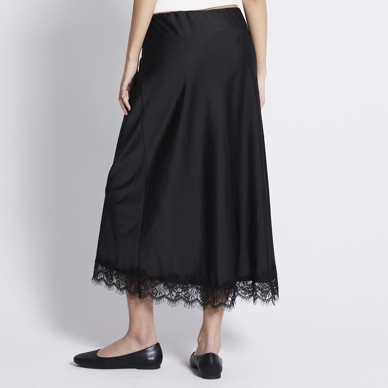 Lace satin skirt "Merielle" Black